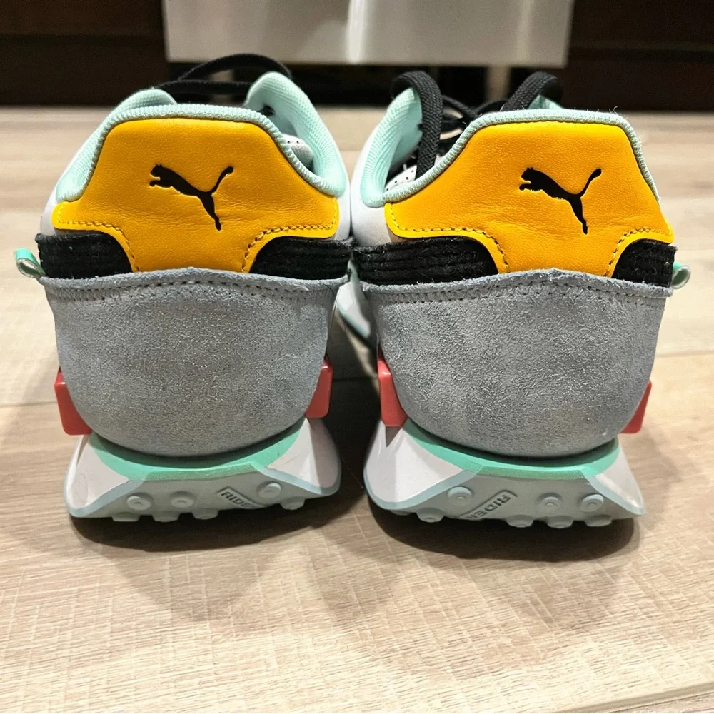 Puma White and Yellow Athletic Shoes - Picture 4 of 6